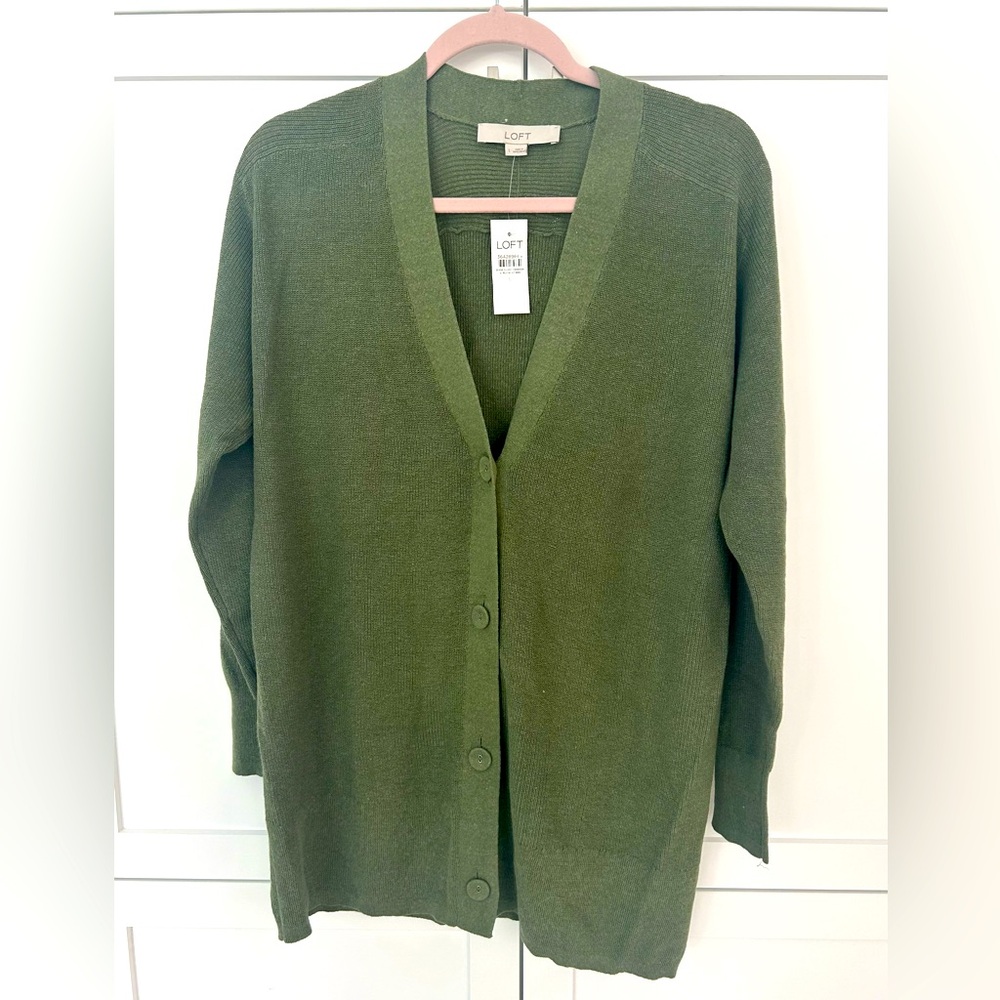 LOFT Green Cardigan Sweater